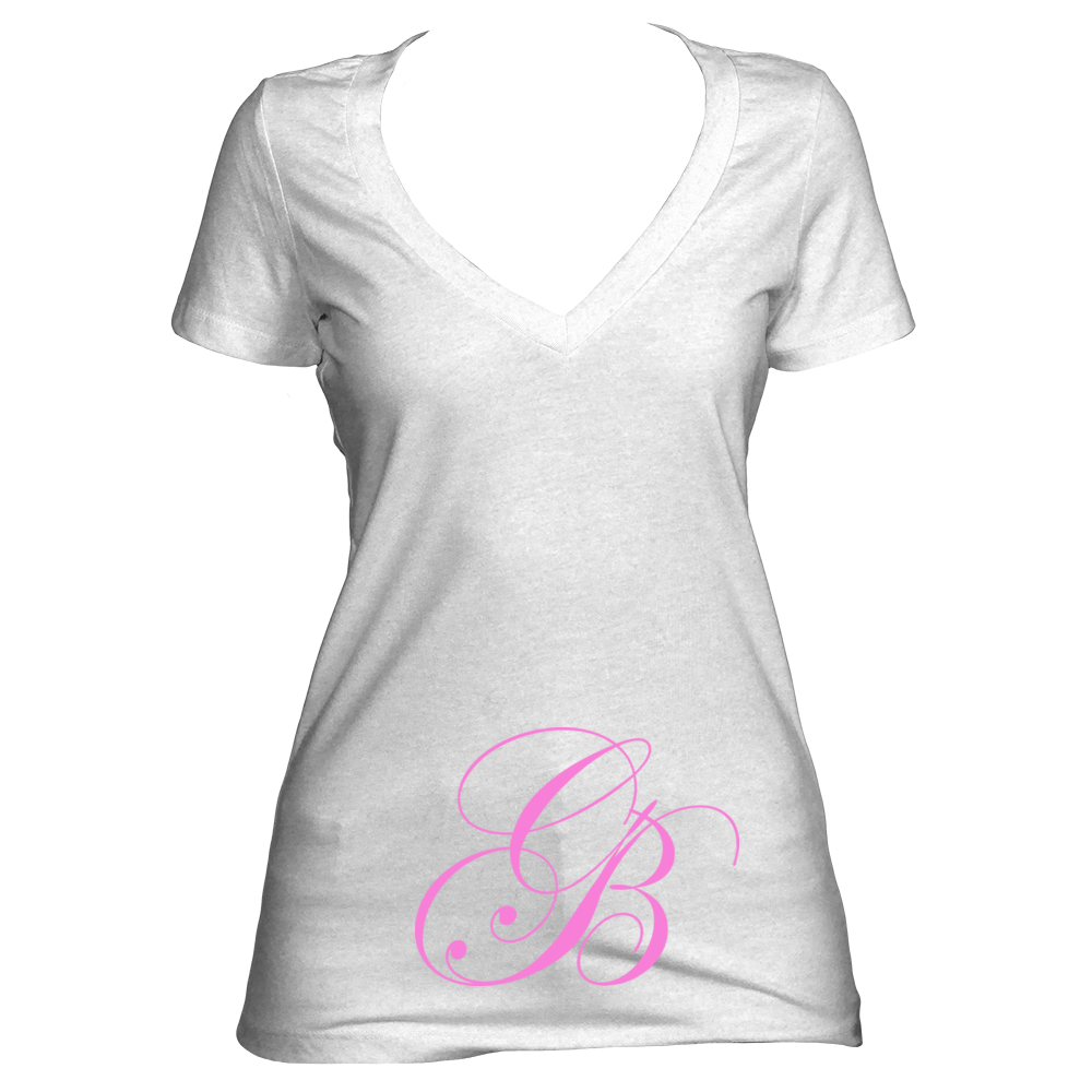 White V neck women's short sleeve shirt
