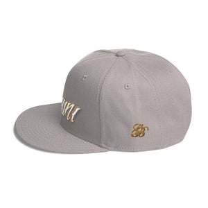 White and gold lettering Snapbacks