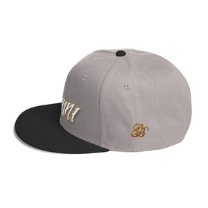 White and gold lettering Snapbacks